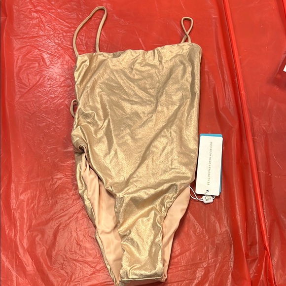 Beach Bunny Swimwear Luna Gold One Piece Swimsuit - Picture 2 of 4